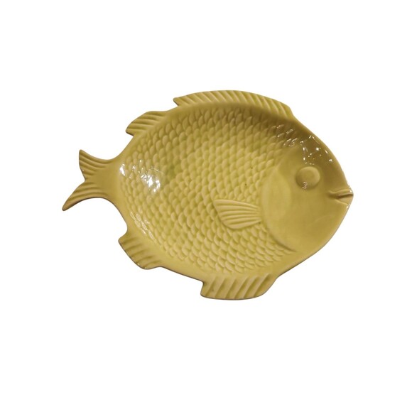 Cemar 638  Fish Salad Plate Mid-century Modern Lime Green California Pottery - Picture 1 of 6